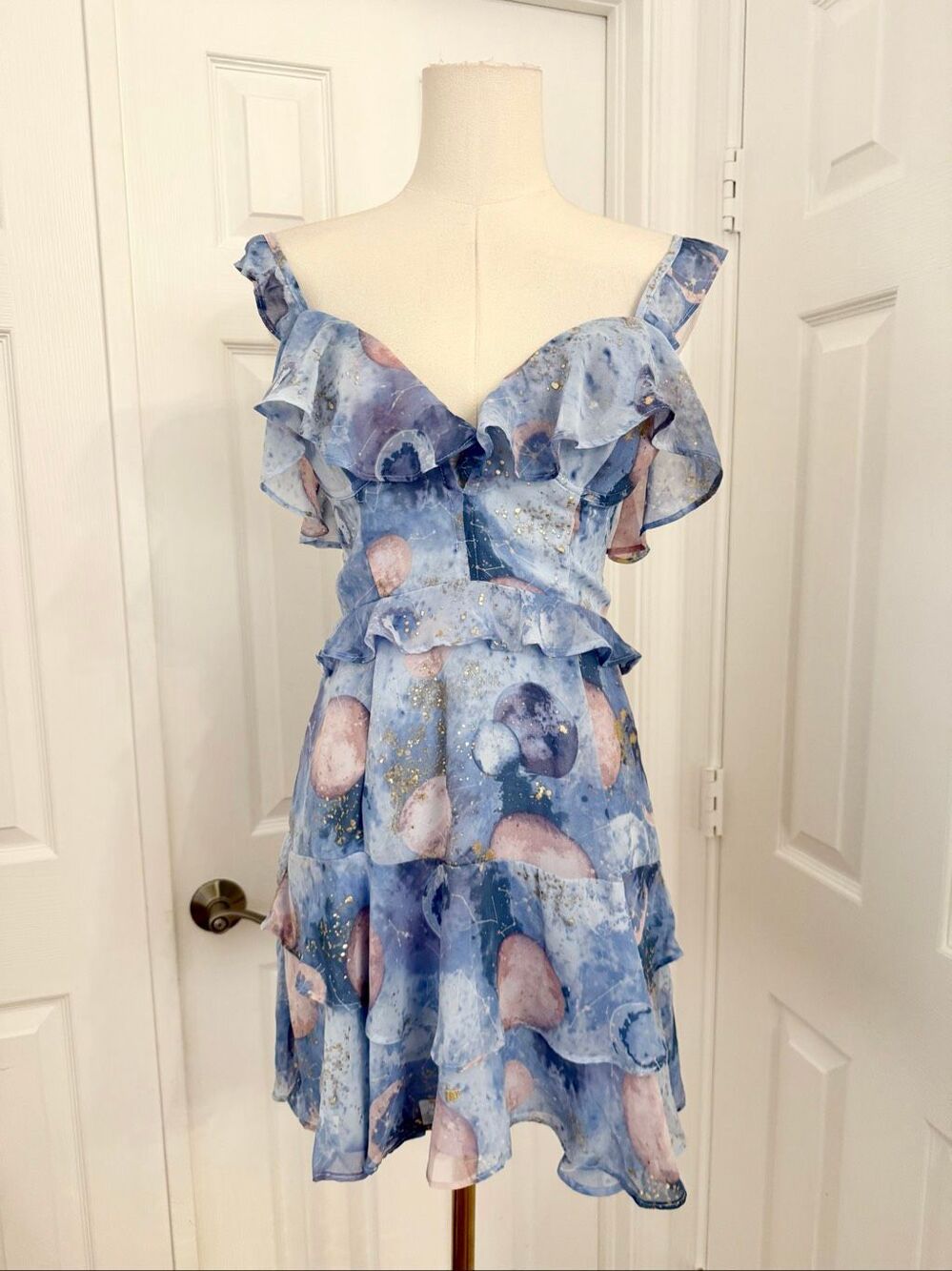 Buddy Love Cosmic Julia Ruffled Midi Dress Small NWT